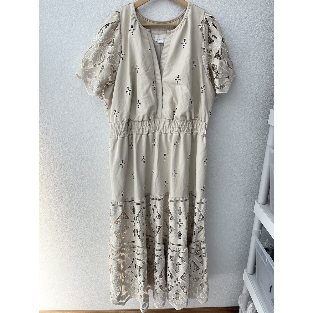 Anthropologie Cream Eyelet Maxi Dress